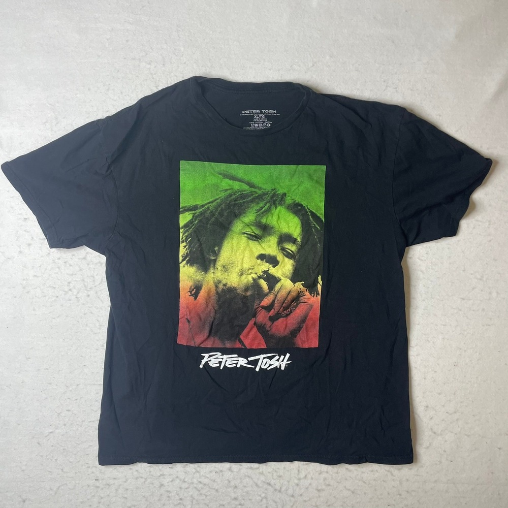 Peter Tosh Smoking‎ Reggae Music Graphic T Shirt XL/TG Black Cotton